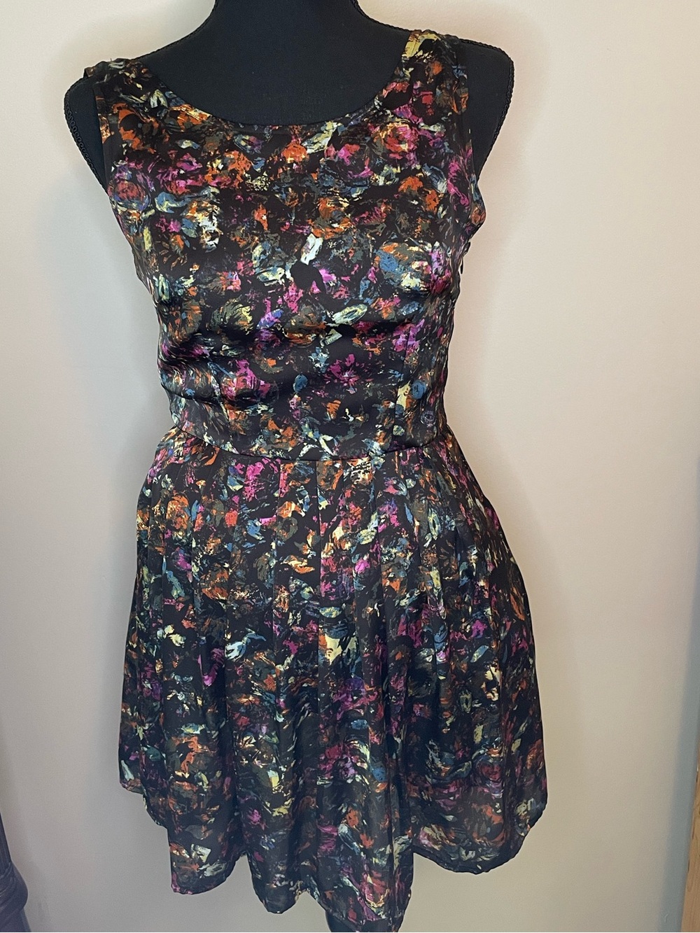 Jack by BB Dakota Black Multicolor Abstract Floral Mini Dress